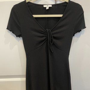 90s Soft Black Short Sleeve Day Dress